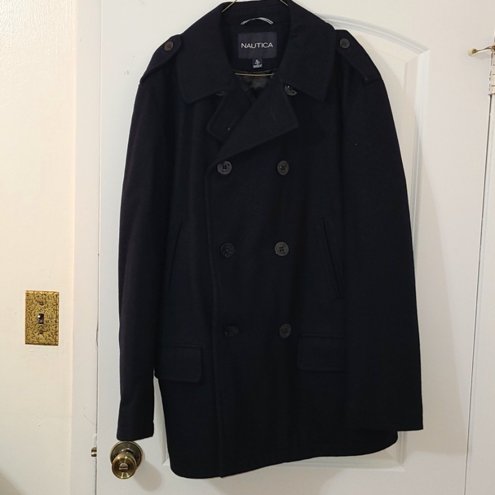 Nautica Navy Blue Pea Coat XL Mint Condition